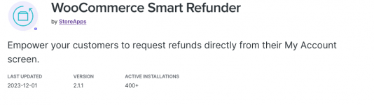 Screenshot 2023-12-06 at 18-54-59 WooCommerce Smart Refunder - Easy Refunds - WooCommerce.png Screenshot 2023-12-06 at 18-54-59 WooCommerce Smart Refunder - Easy Refunds - WooCommerce.png